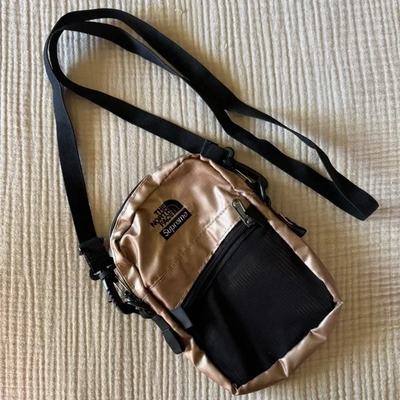 north face x supreme | rose gold metallic shoulder crossbody shoulder bag - Picture 2 of 9